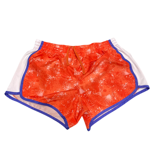 Danskin Now Running Sprinter Shorts Womens Medium Orange Tie Dye Elastic Waist