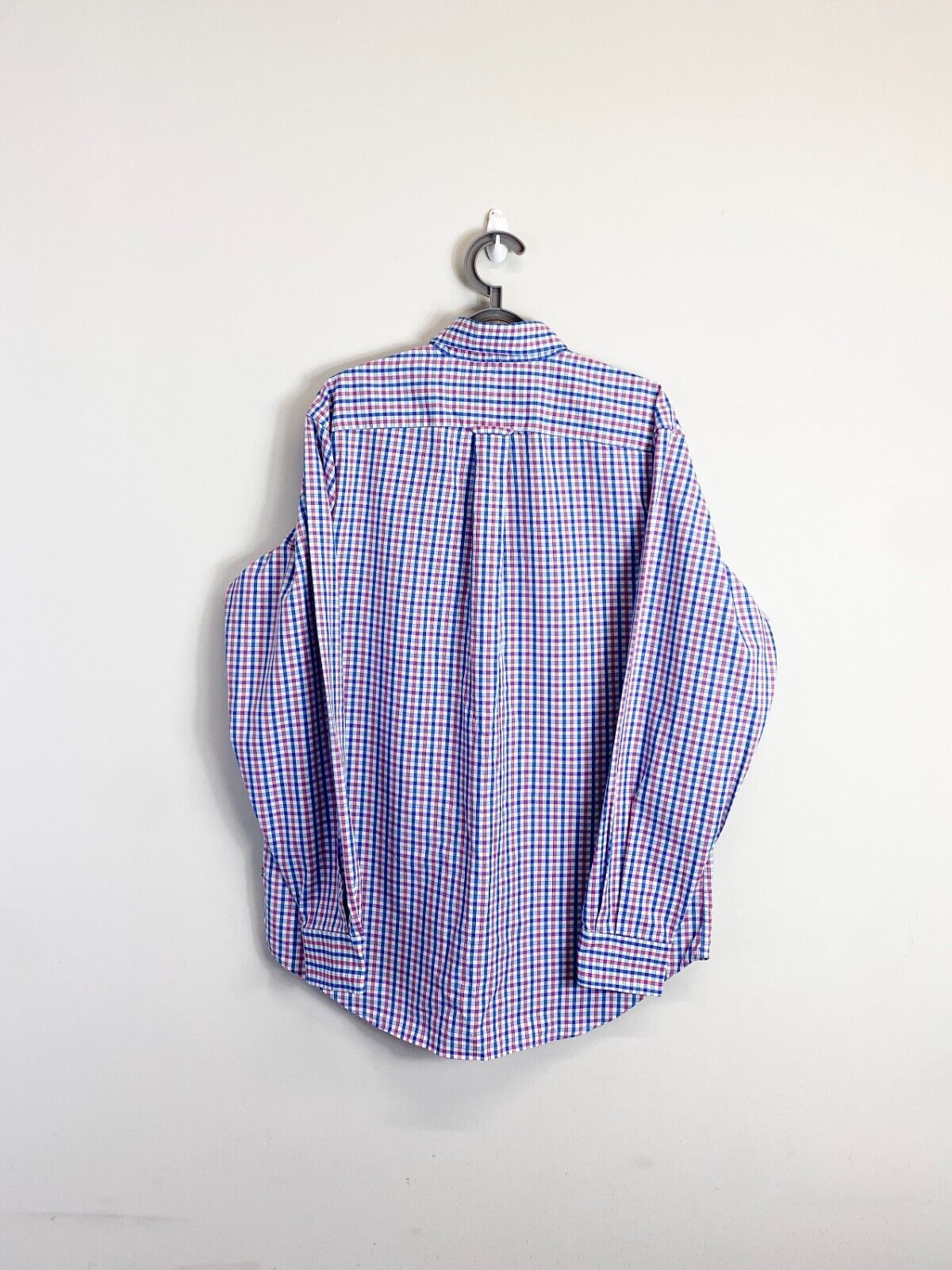 Nautica Shirt Mens M Blue Checkered Classic Fit Long Sleeve Collar Button Down