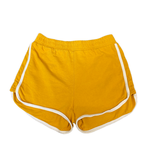Running Sprinter Shorts Womens XS 25" Waist Yellow Athletic Workout Dolphin Hem