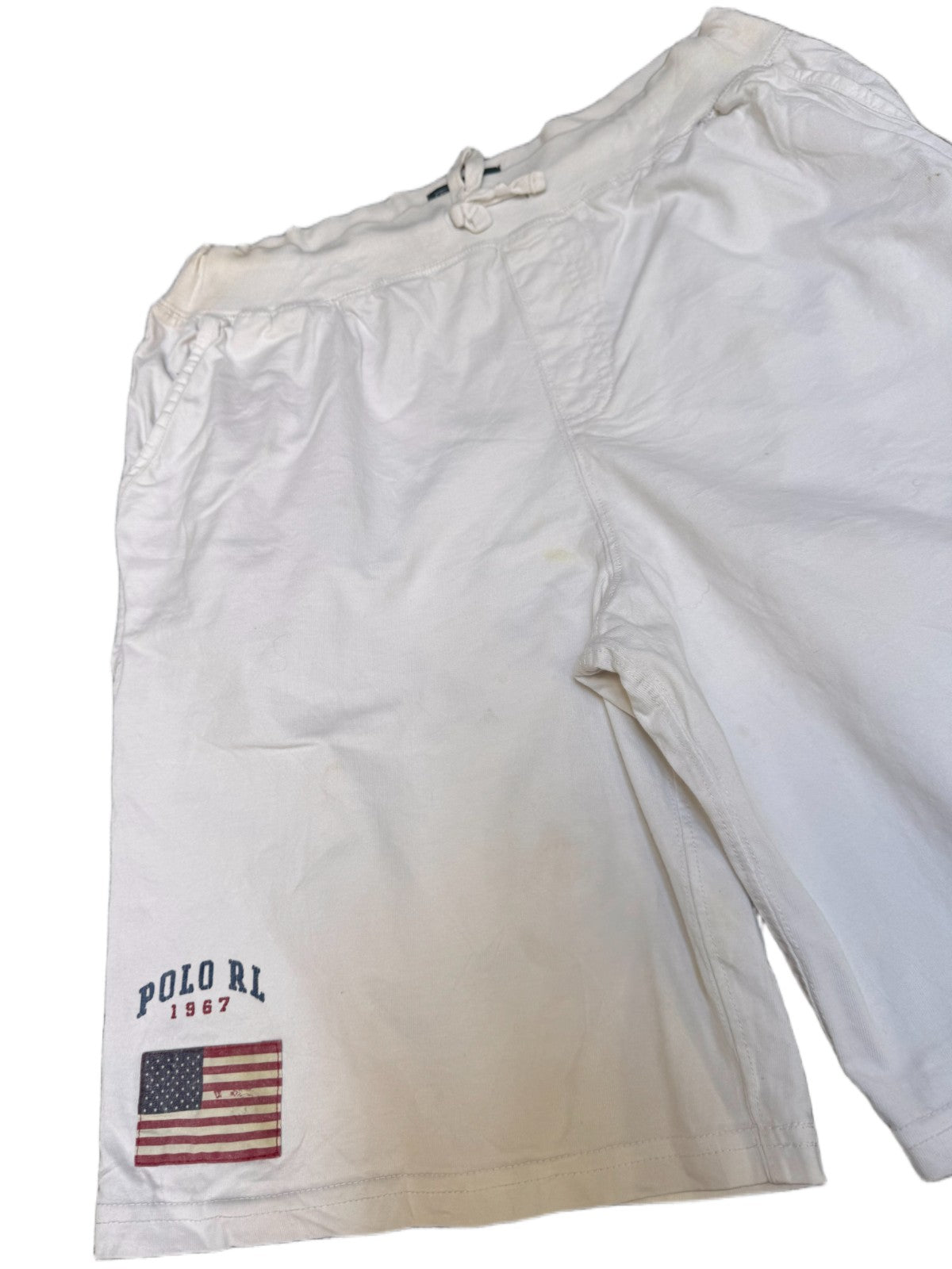 Polo Ralph Lauren Sweat Shorts Fits as Womens M 30" Waist White Big Pony Logo