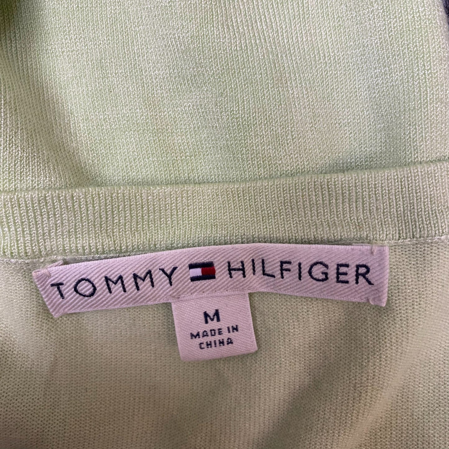 Tommy Hilfiger Jumper Womens M Green Knit Casual Long Sleeve V-Neck Pullover