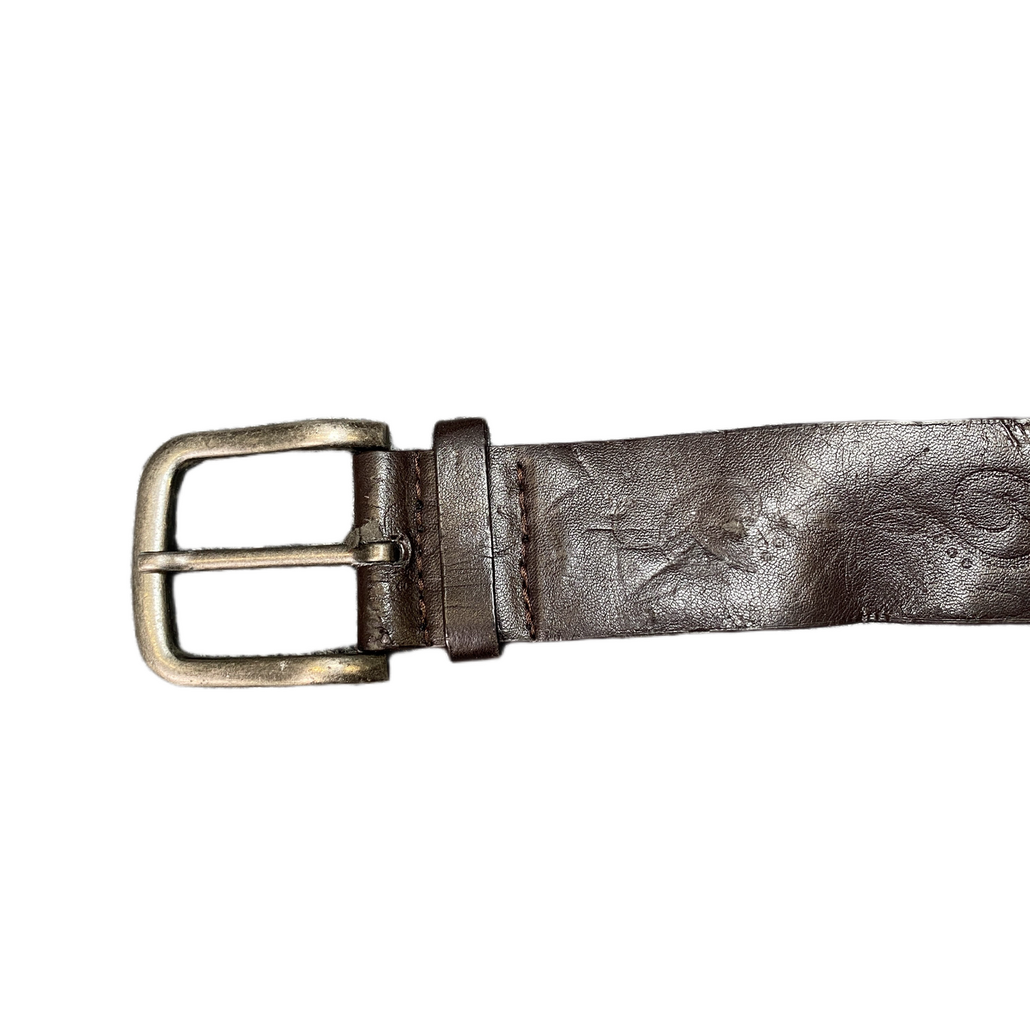 Waist Belt Womens Brown Leather Floral Adjustable Silver Pin Buckle 46 Inches