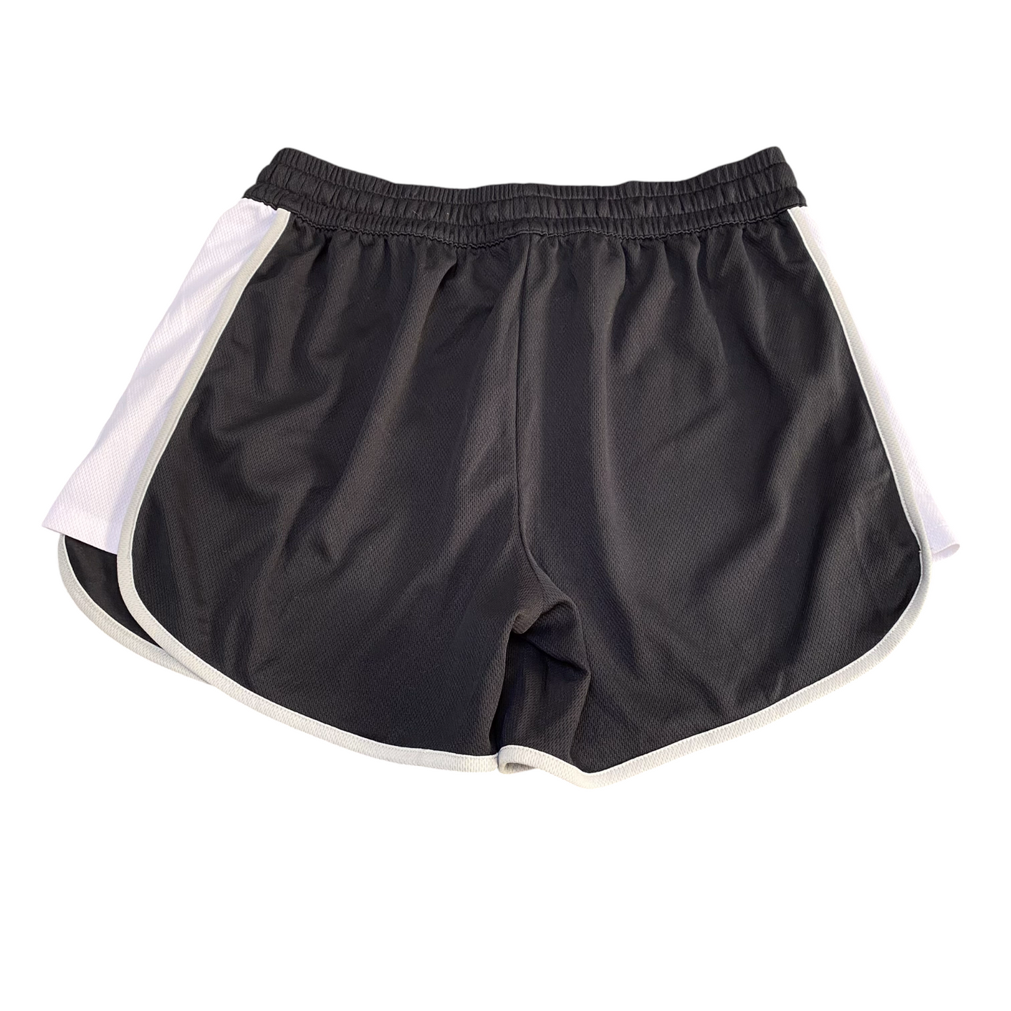 Running Sprinter Shorts Women 30W Black Mesh Athletic Fit Drawstring Dolphin Hem
