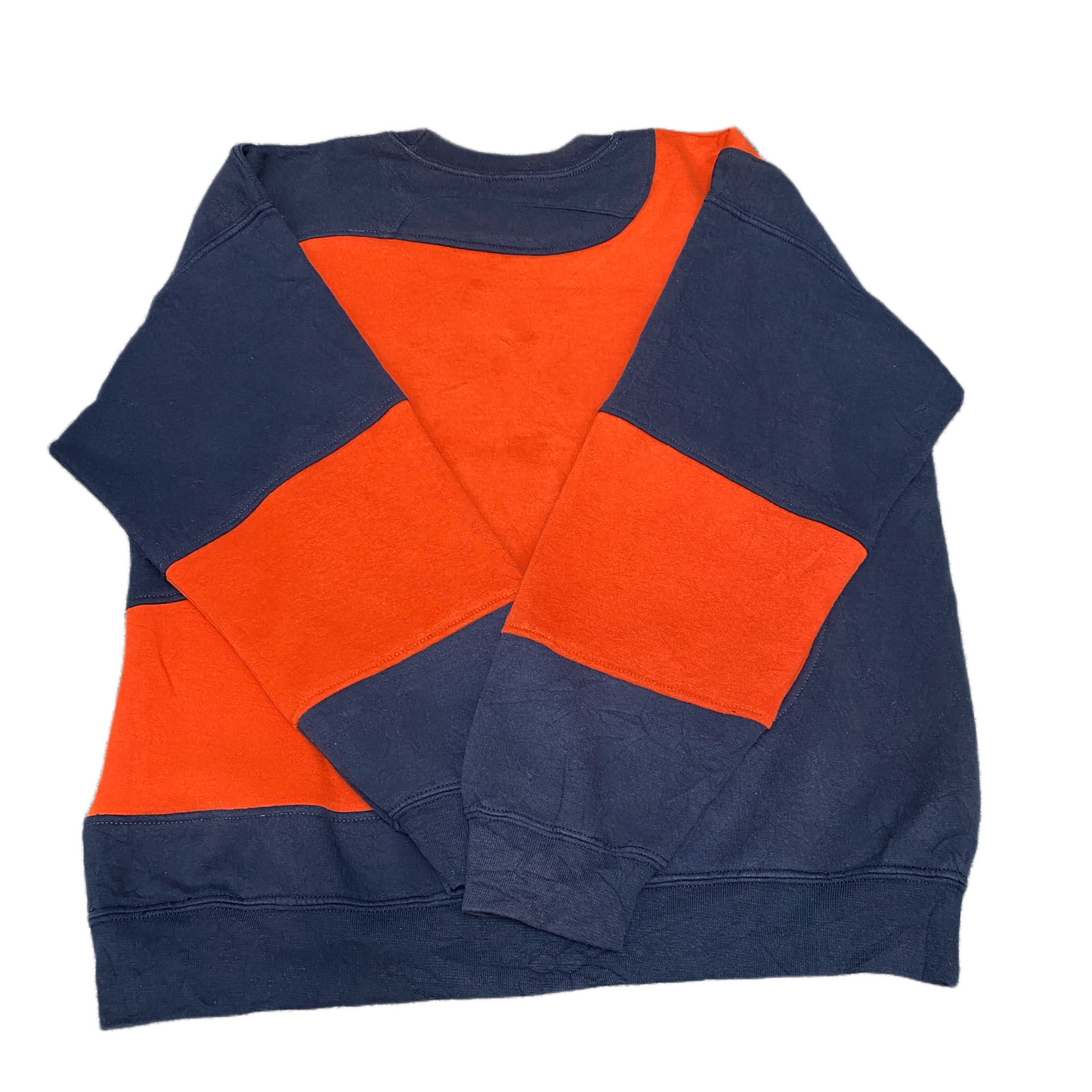 Nike Reworked Sweatshirt Mens L Navy Orange Embroidered Spellout Logo Vtg Y2K
