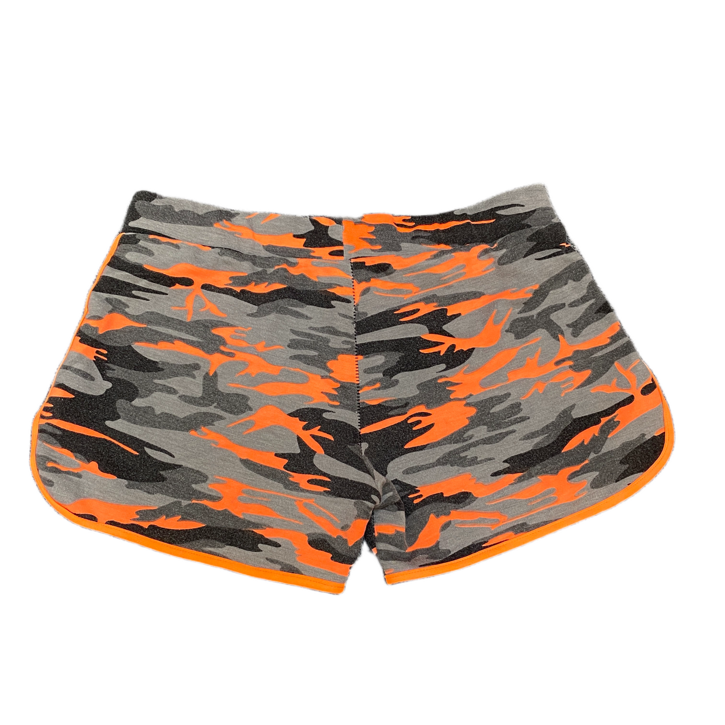 Running Sprinter Shorts Womens L 27" Waist Multi Camo Athletic Gym Dolphin Hem