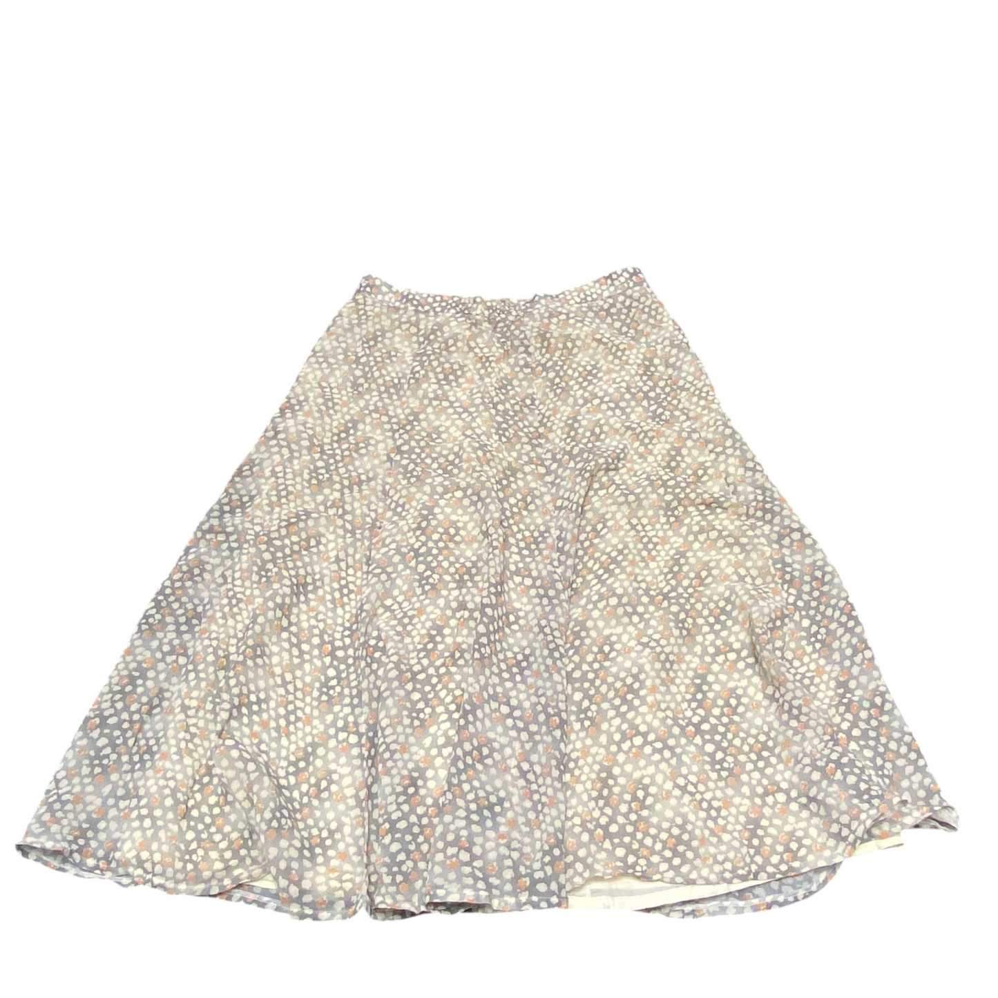 Womens Maxi A Line Skirt L Blue White Floral Print Lined Elastic Waist Pull On