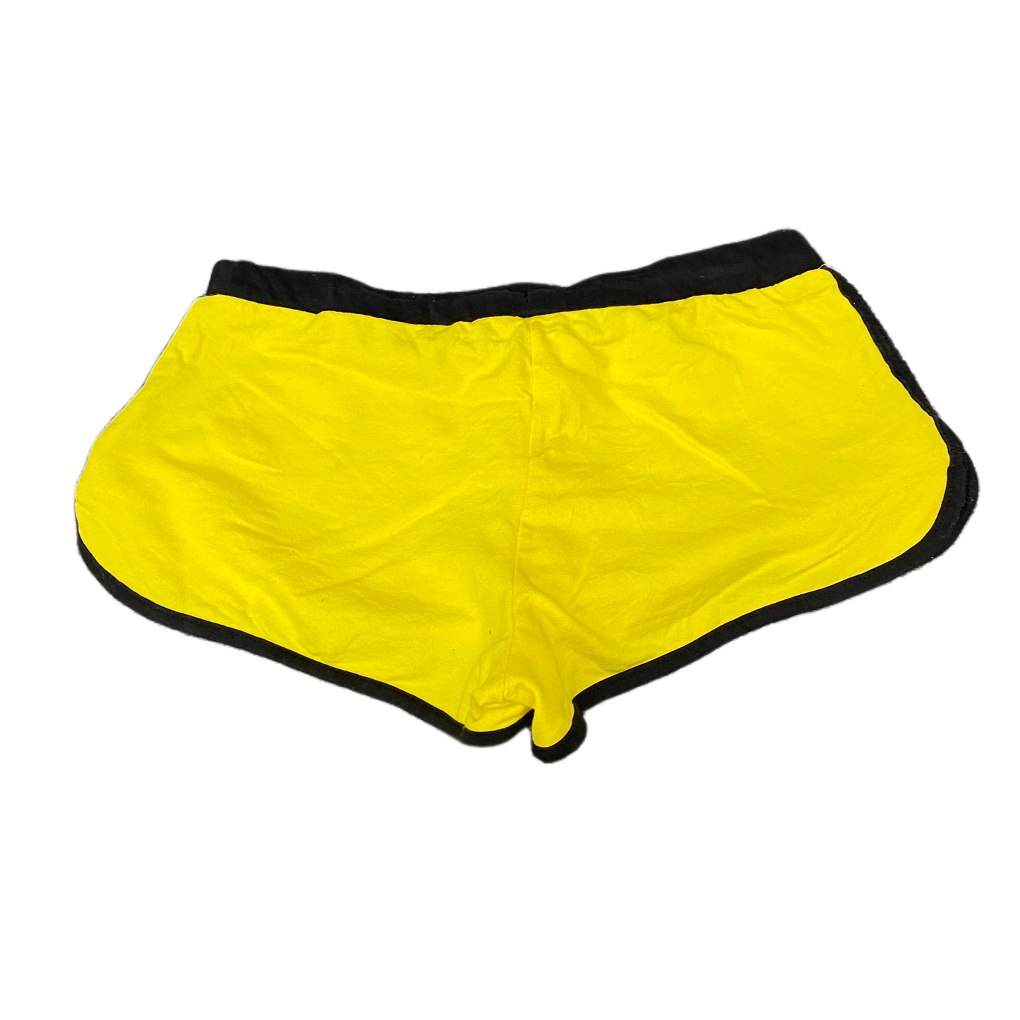 Running Sprinter Shorts Womens XS 26" Waist Yellow Black Gym Workout Drawstring