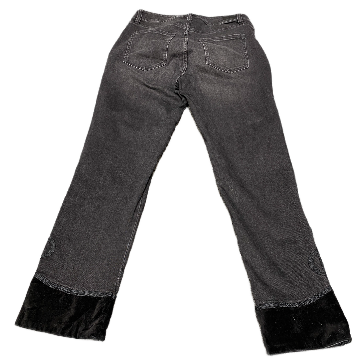 Ralph Lauren Ankle Jeans Fits as Womens 30" Waist Black Embroidered Velvet Cuffs