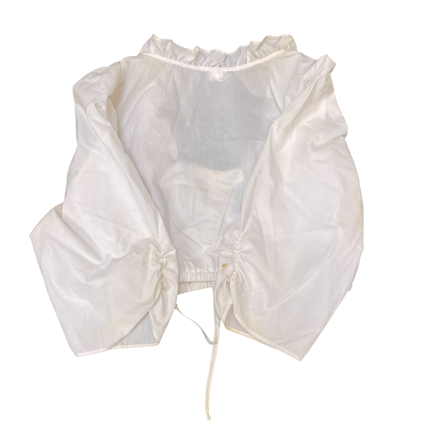 M. Collection Dirndl Blouse Top Womens M White Long Sleeve Ruffle Square Neck