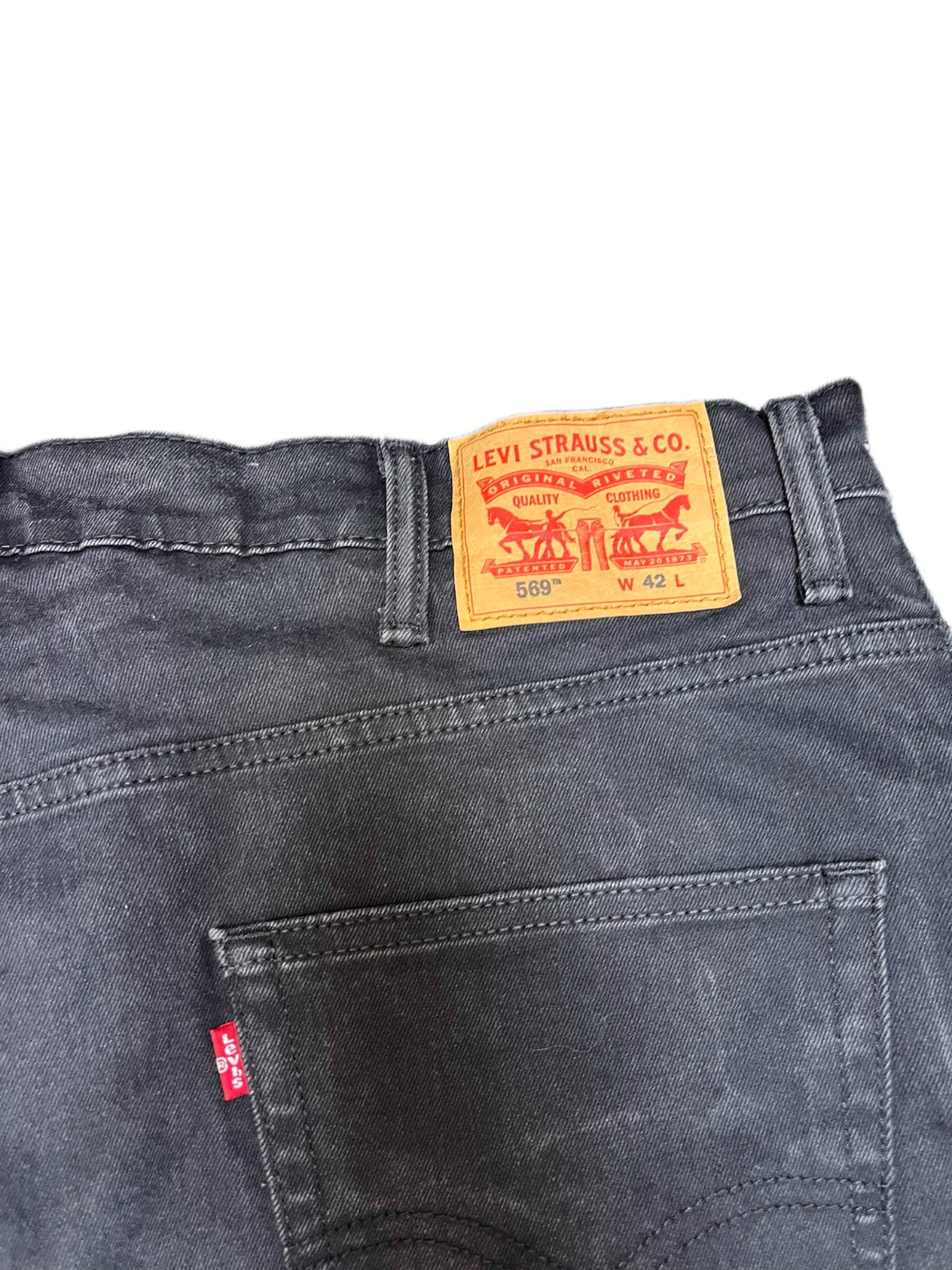 Levi's 569 Loose Straight Jorts Shorts Fits as Mens XL 43" Waist Black Denim