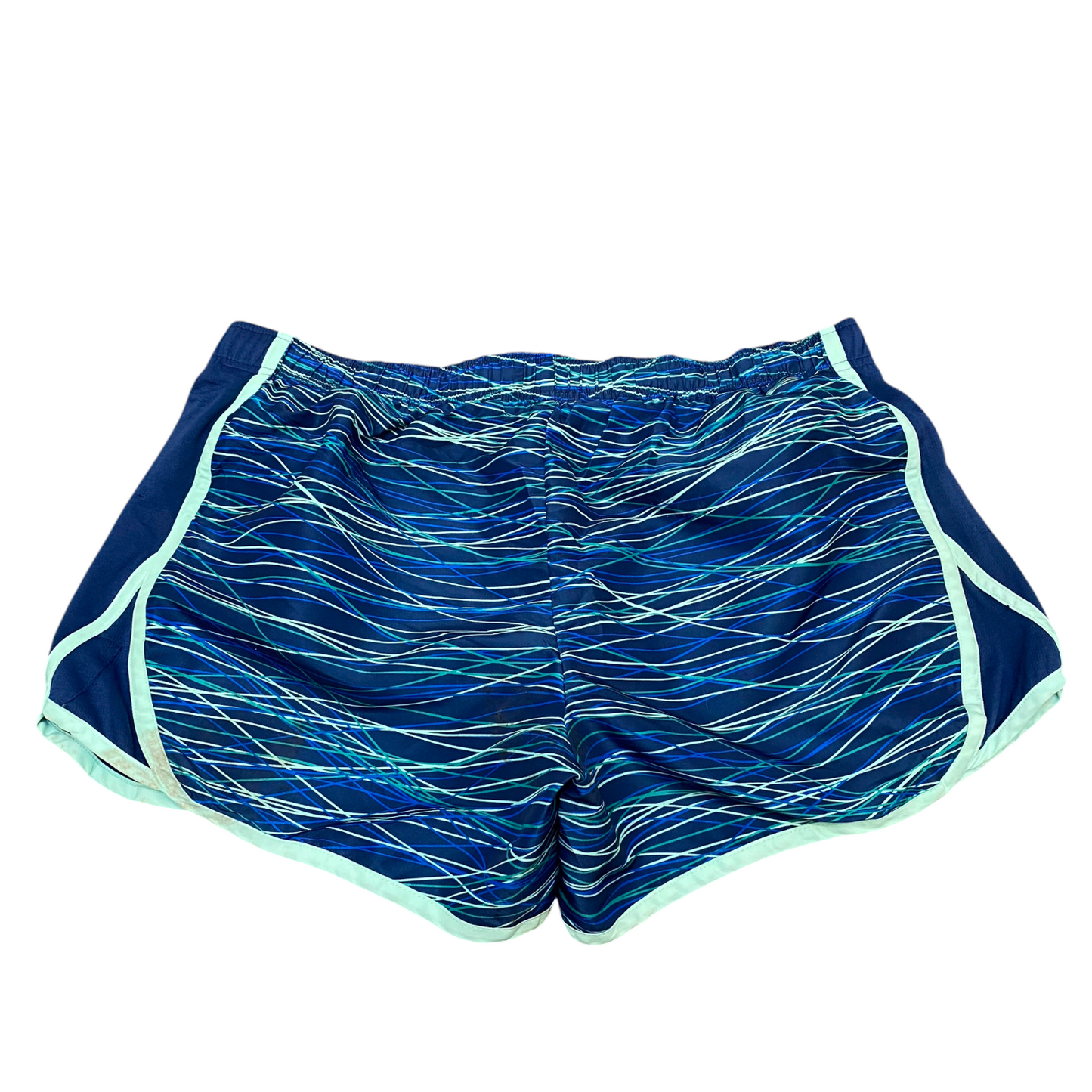 Running Sprinter Shorts Womens Large Blue Abstract Elastic Waist Dolphin Hem