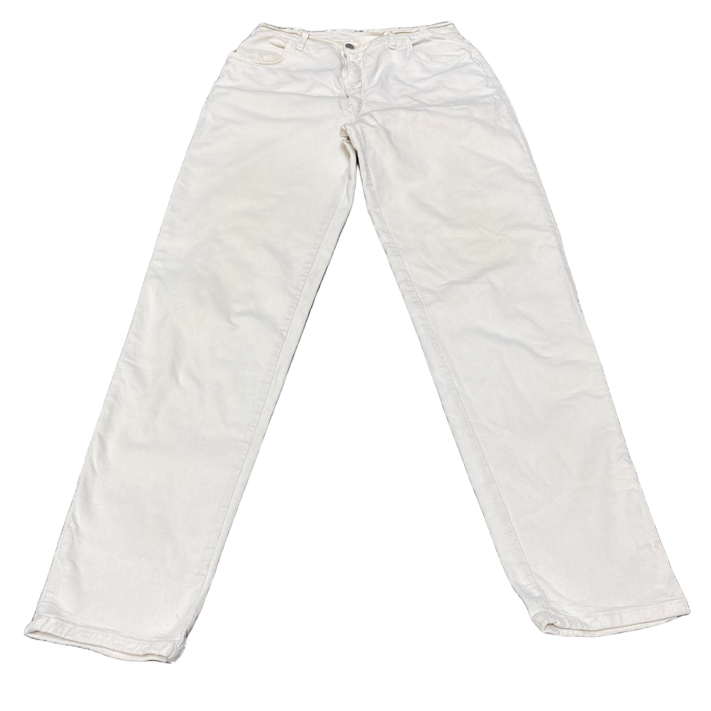 Jacky-O Jeans Fits as Womens 28" Waist White Denim Stretch Slim Fit Straight Leg
