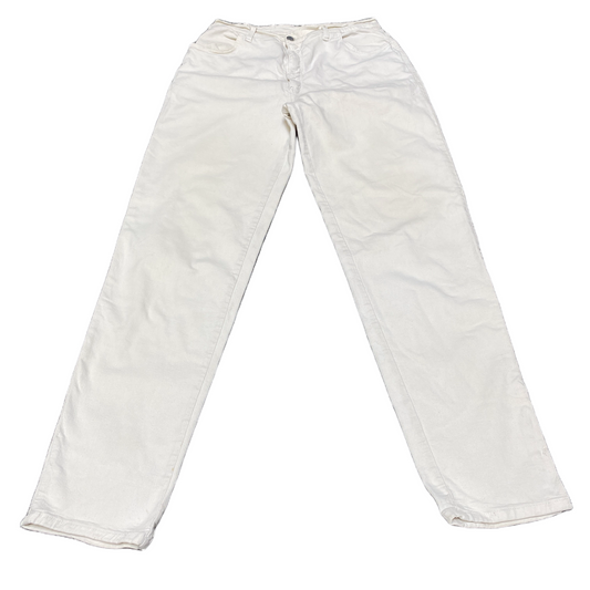 Jacky-O Jeans Fits as Womens 28" Waist White Denim Stretch Slim Fit Straight Leg