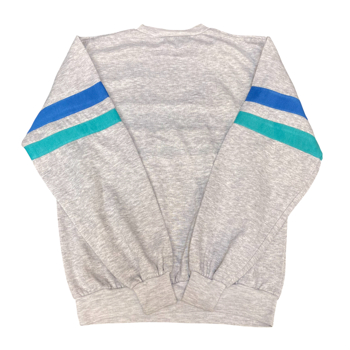 Victory Team Sweatshirt Mens Medium Grey Stripes Long Sleeve Crew Neck Pullover