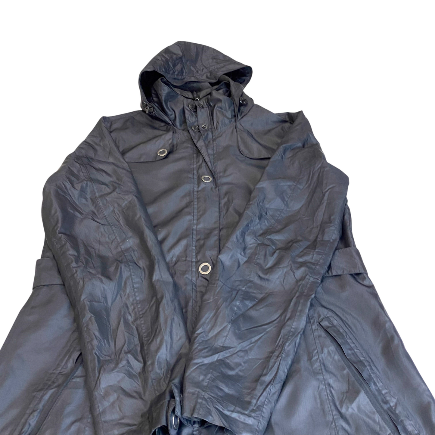 Weather Gear Rain Coat Womens M Black Waterproof Hooded Outdoor Snap Front