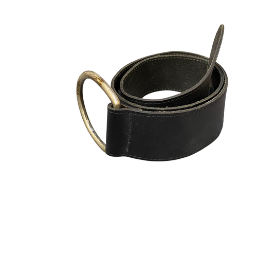 Browning Waist Belt Mens Black Leather Adjustable D-ring Buckle Size 37 in