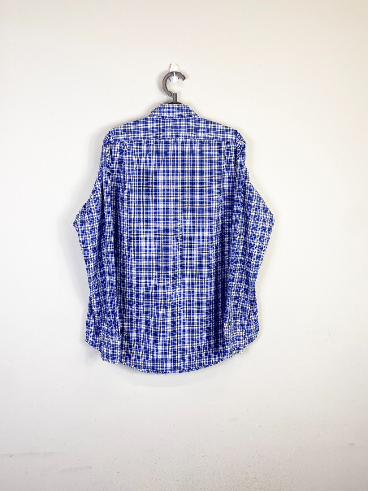 Ralph Lauren Shirt Men Medium Blue Plaid Long Sleeve Collared Casual Button Down