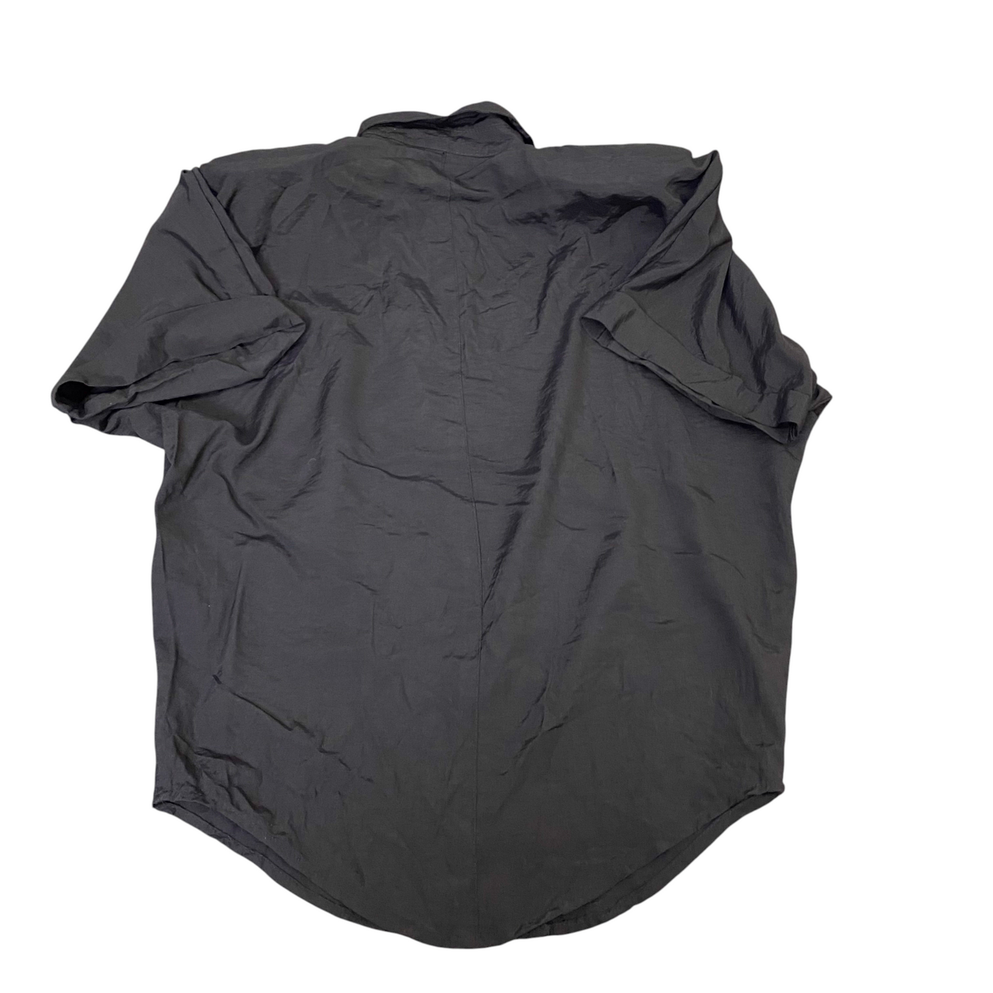 Lohitta Shirt Womens L Black Solid Casual Short Sleeve Collared Button Front