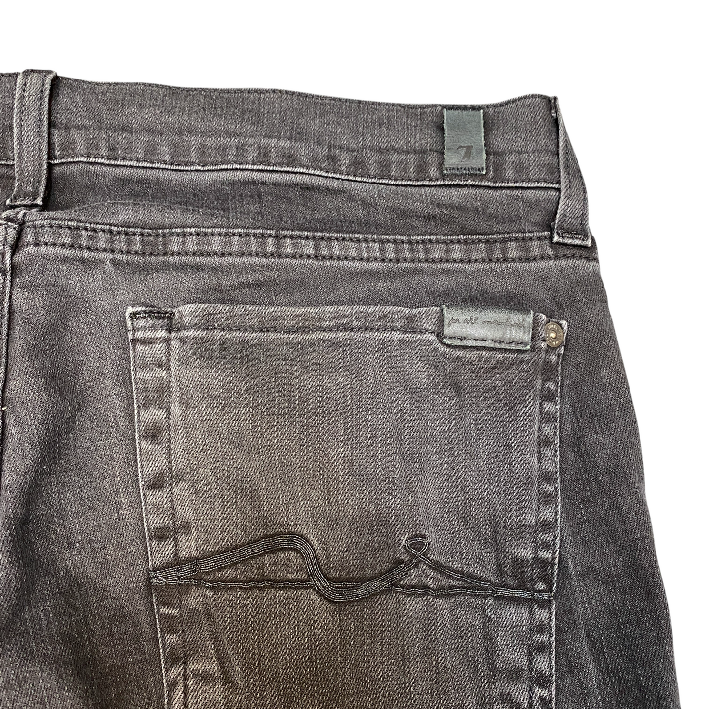7 For All Mankind Roxanne Jeans Mens 33" Waist Black Flat Front Straight Leg