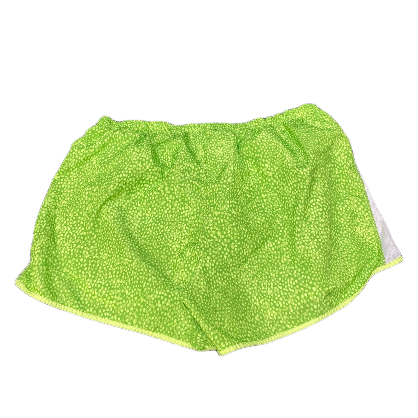 Athletic Shorts Womens Large 31" Waist Green White Mesh Panel Stretch Drawstring
