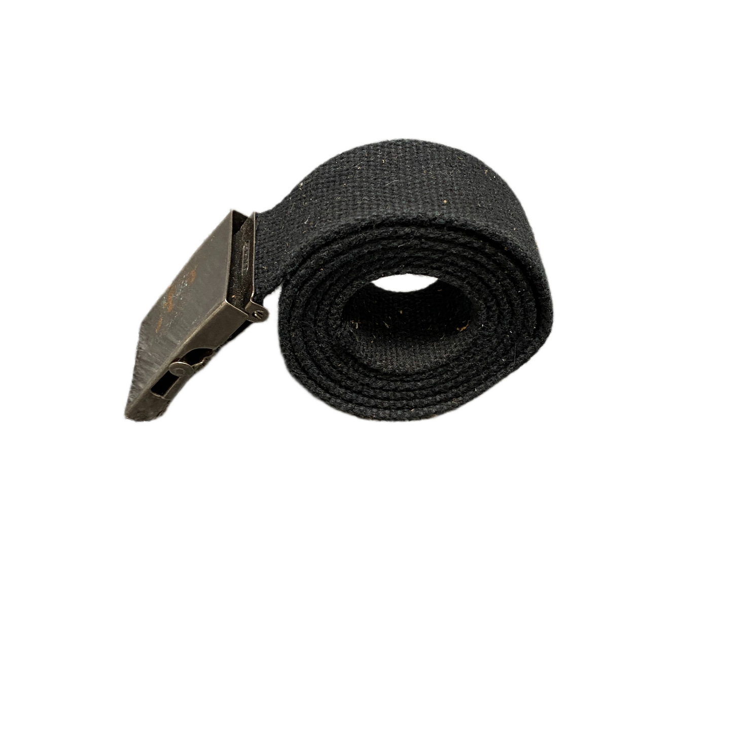 Mens Waist Belt Black Canvas Adjustable Brass Flip-Closure Buckle Size 43 inches