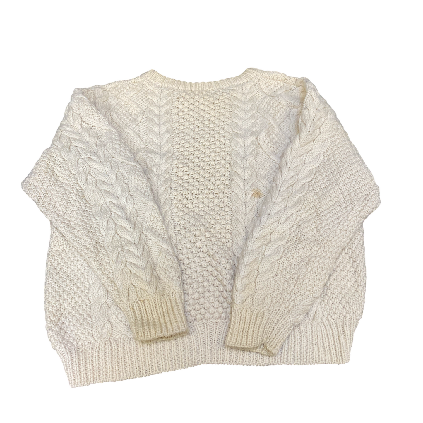 Mels Pullover Jumper Women Large Ivory Cable Knit Fisherman Long Sleeve Crewneck
