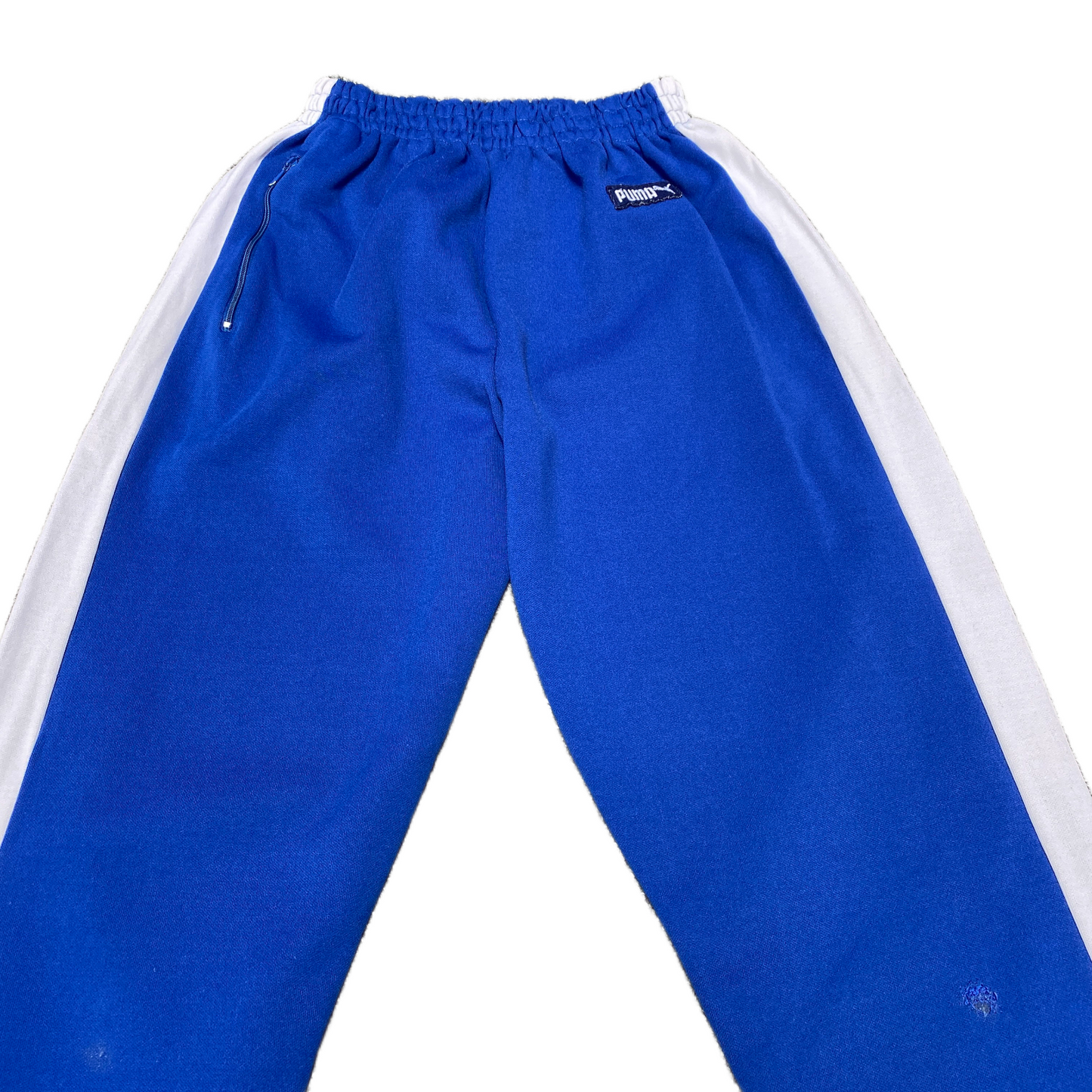 PUMA Joggers Fits as Womens 21" Waist Blue Stretch Ankle Zip Stirrup Trousers