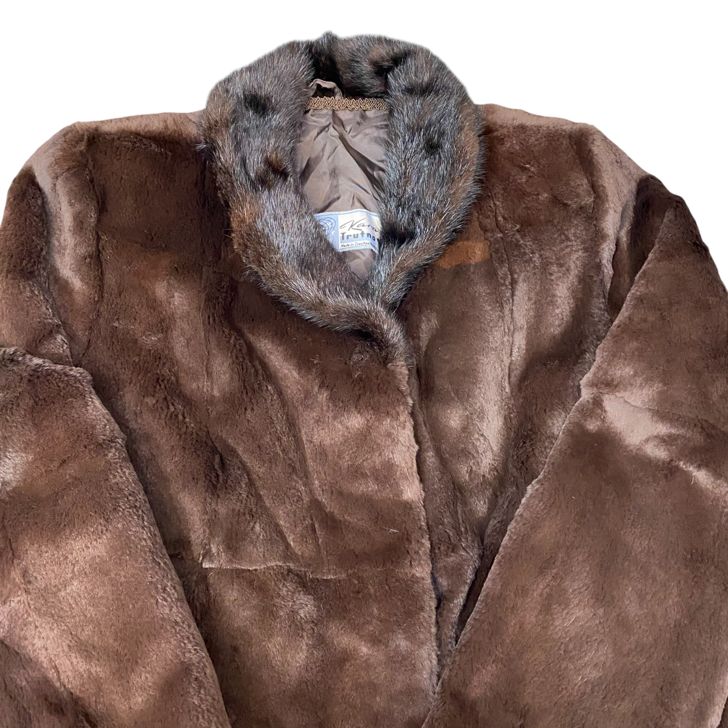 Kara Trutnov Mint Faux Fur Coat Womens Large Brown Cozy Warm Winter Shawl Collar