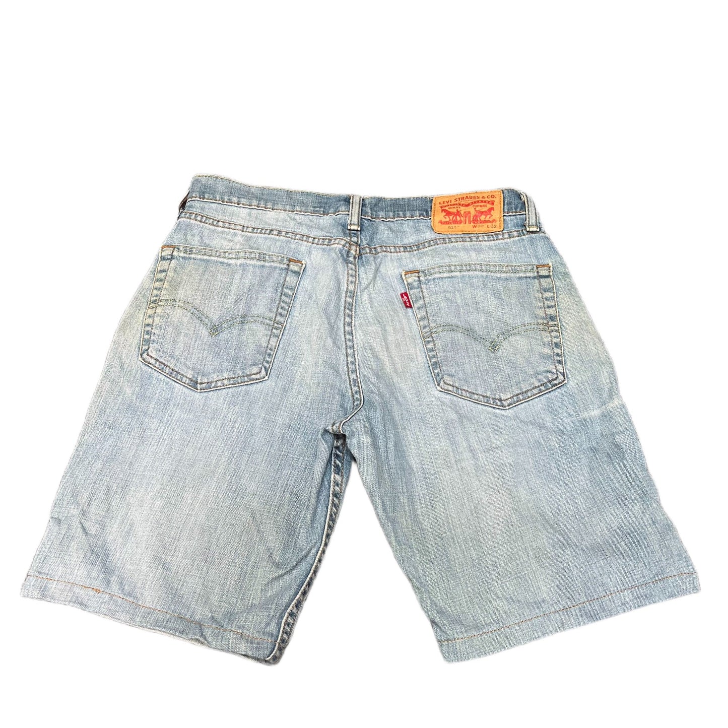 Levi's 514 Bermuda Shorts Fits as Mens Small 30" Waist Blue Denim Faded Red Tab