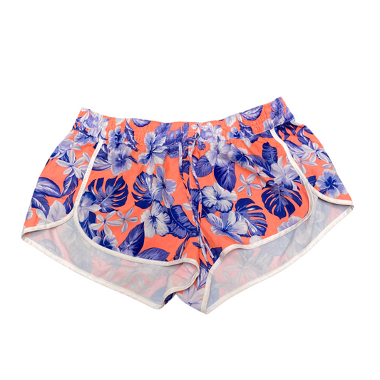 No Boundaries Sprinter Running Shorts Womens Large Orange Floral Elastic Waist