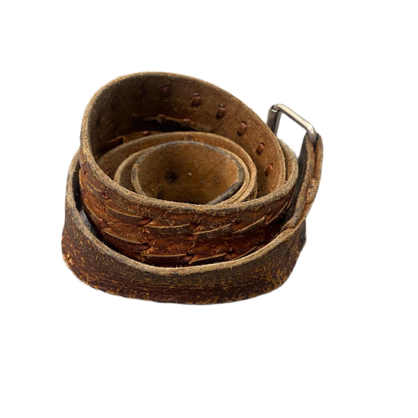 Waist Belt Mens Brown Leather Adjustable Silver Roller Pin Buckle 42.5 inches