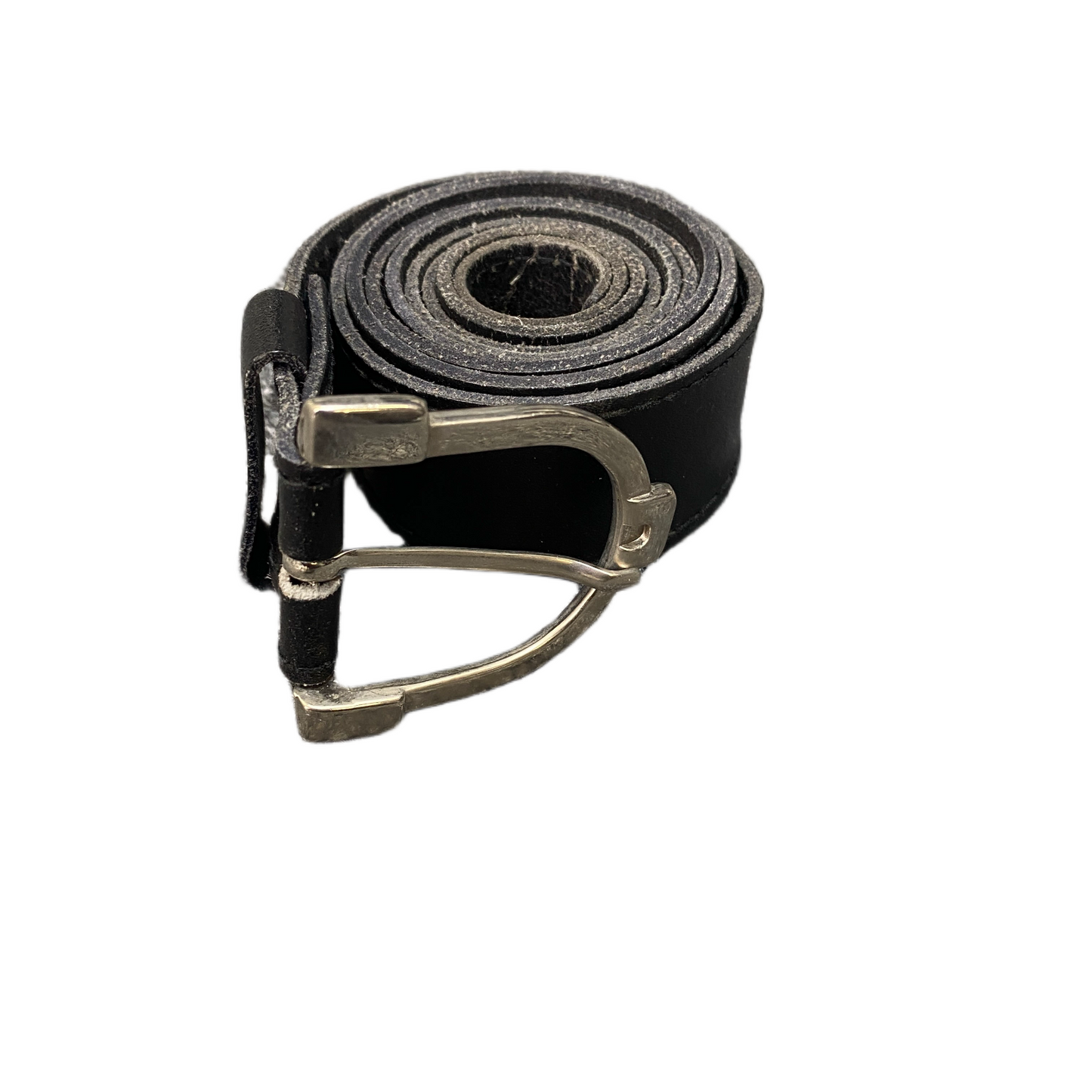 Waist Belt Mens Black Leather Adjustable Silver Pin D-Shape Buckle 45.5 inches