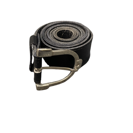 Waist Belt Mens Black Leather Adjustable Silver Pin D-Shape Buckle 45.5 inches