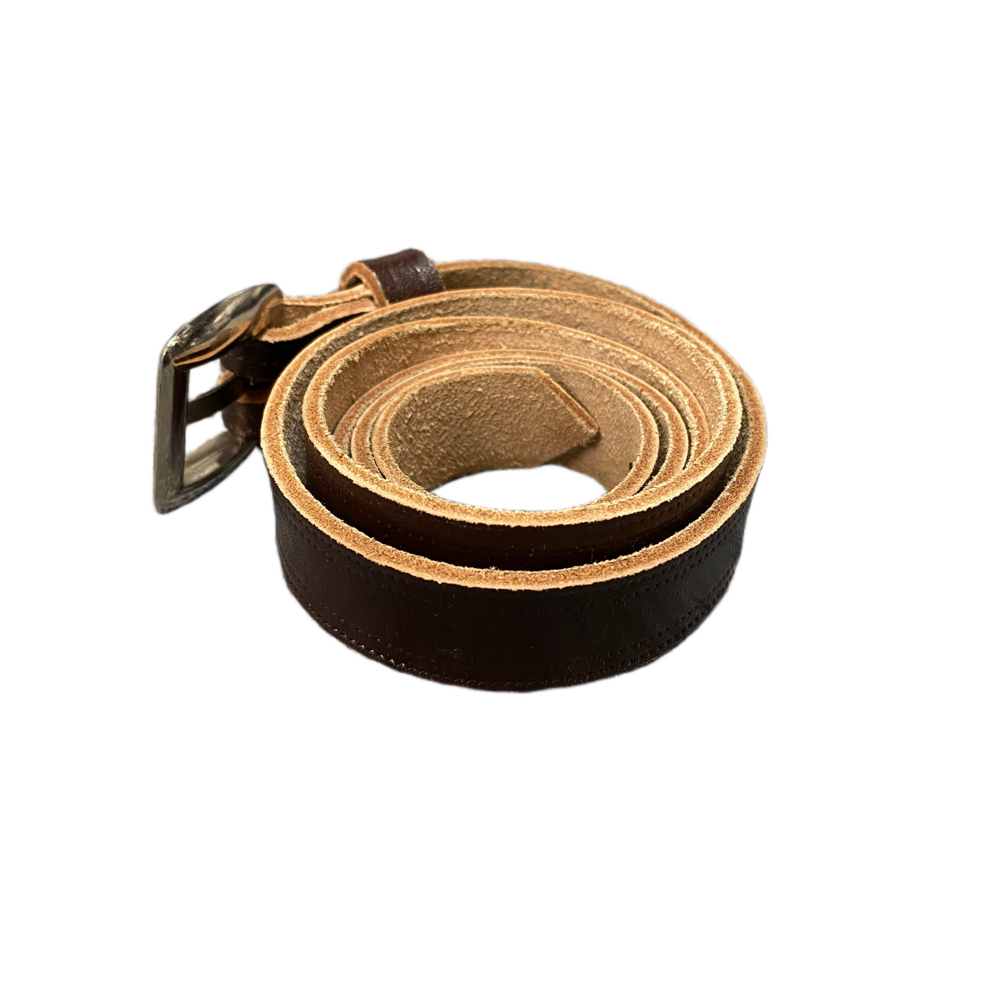 Waist Belt Mens Chocolate Brown Leather Adjustable Silver Pin Buckle 36.5 inches