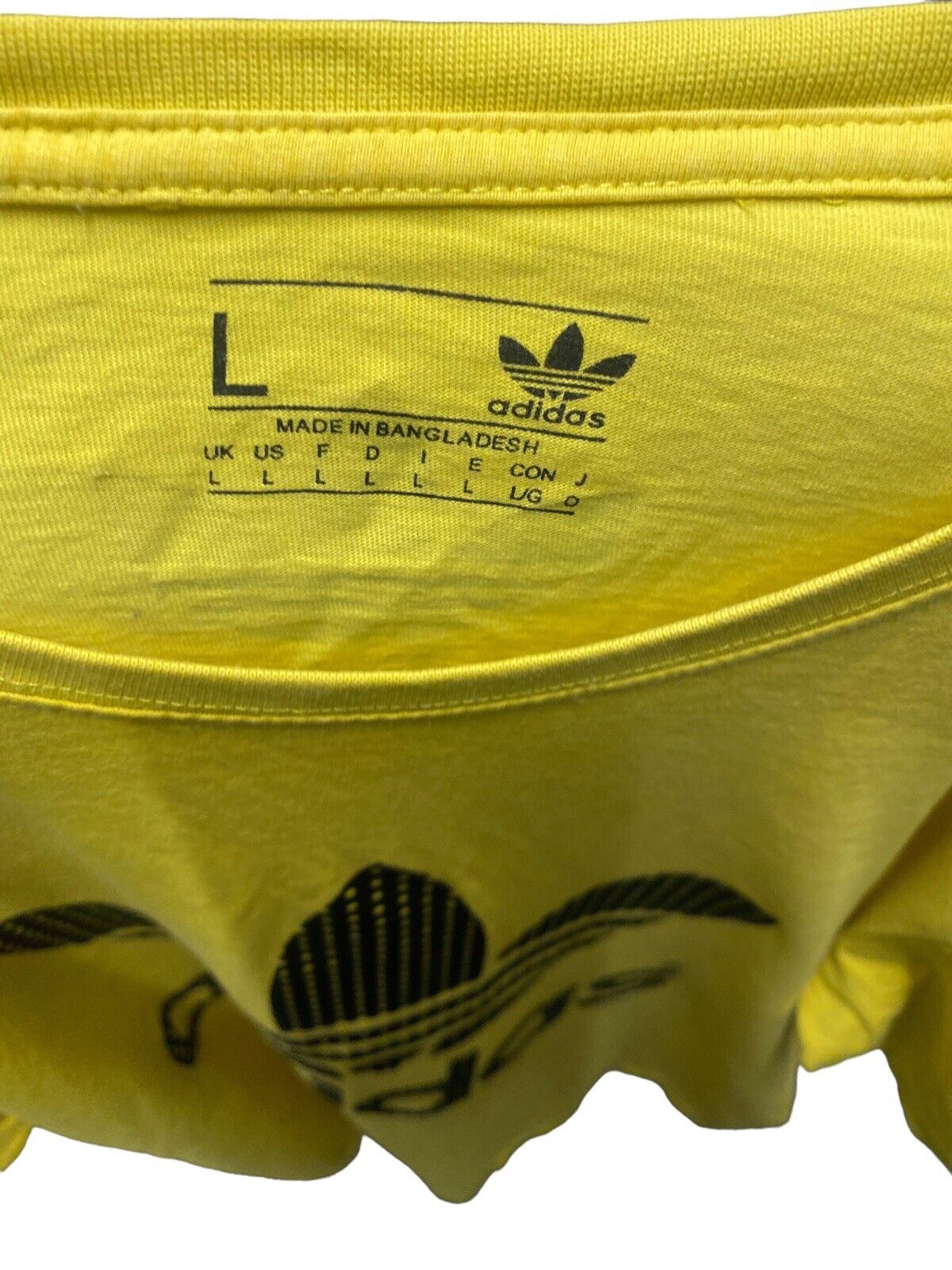 Adidas Originals T-Shirt Yellow Womens L Front Logo