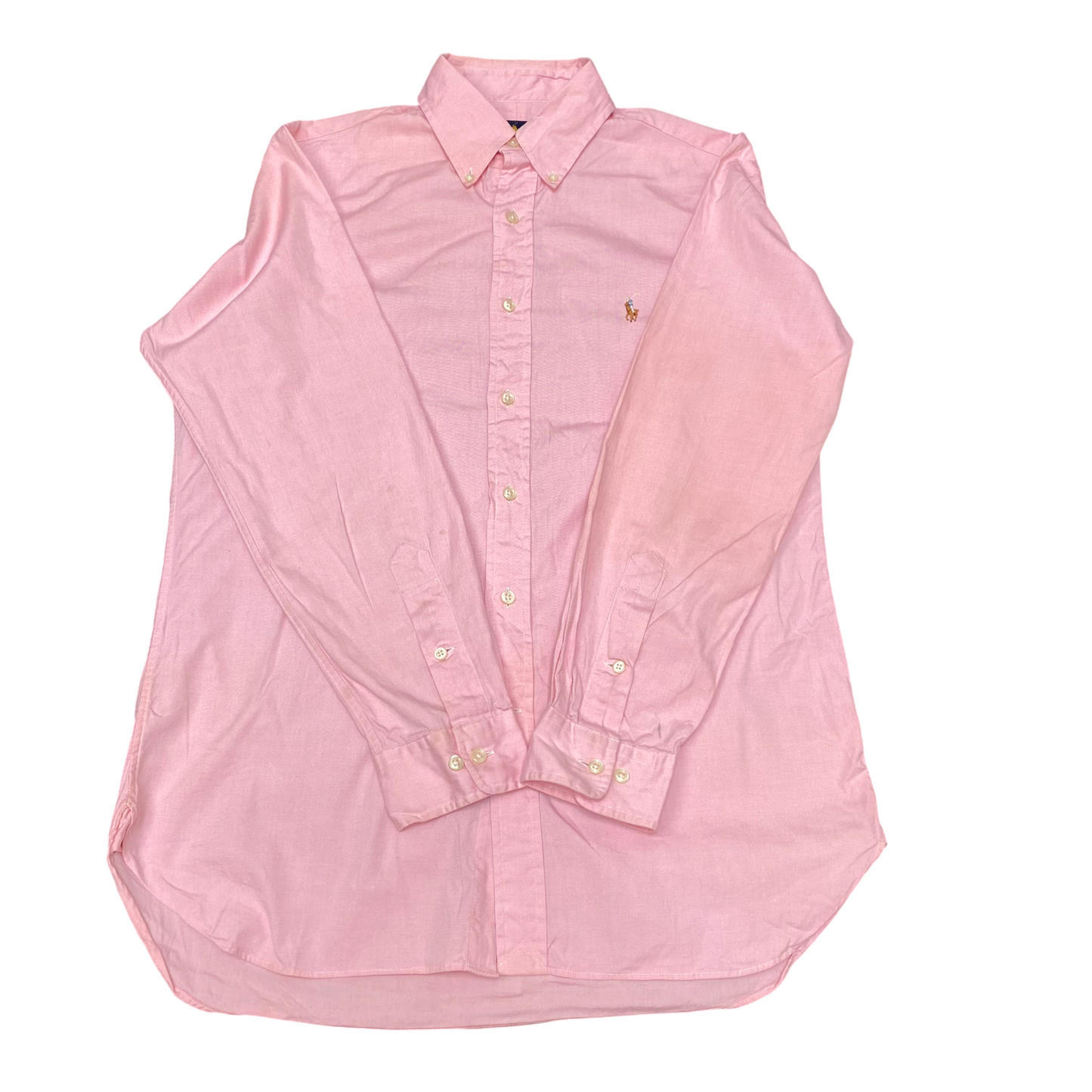 Ralph Lauren Formal Shirt Mens M Pink Long Sleeve Pony Logo Button Down