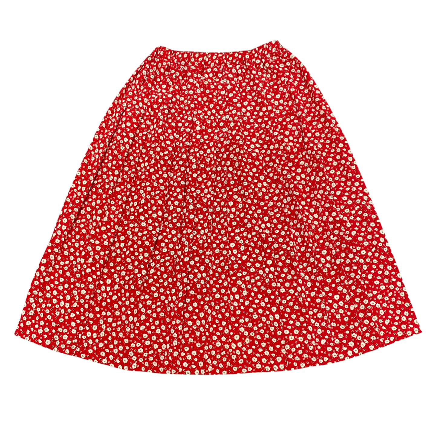 Gérard Darel A Line Skirt Women M Red Floral Print Pleated Elastic Waist Pull On