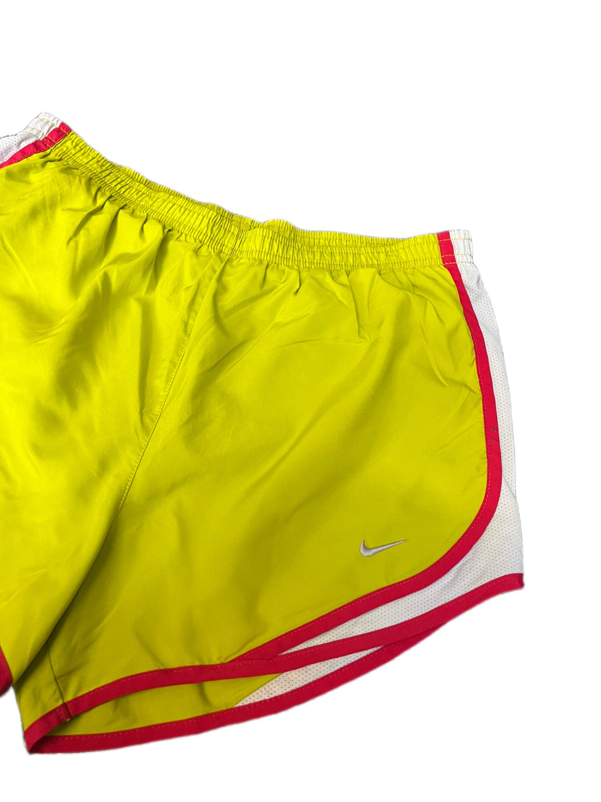 Nike Dri-Fit Running Shorts Womens M 30" Waist Yellow Performance Dolphin Hem