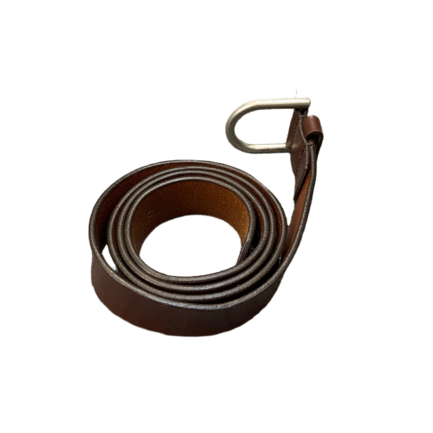 Waist Belt Mens Brown Leather Adjustable Silver D- Shape Buckle 41 Inches