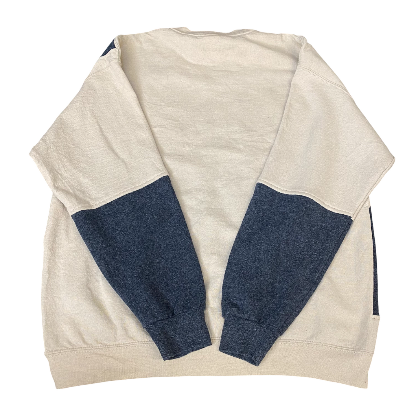 Nike Reworked Sweatshirt Mens Large Cream Grey Embroidered Spellout Logo Vtg Y2K