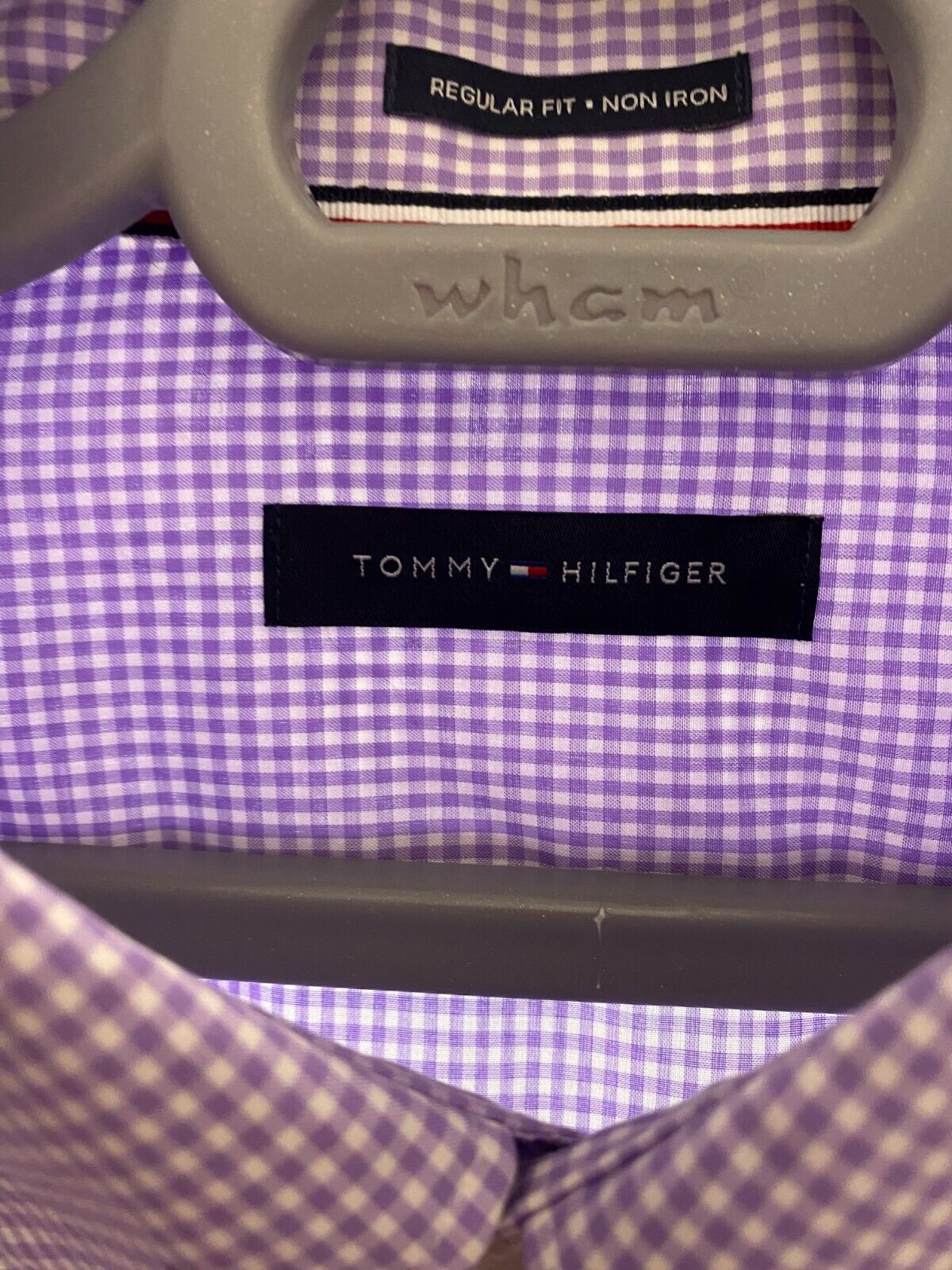 Tommy Hilfiger Shirt Men XL Purple Checkered Pockets Casual Collared Button Down