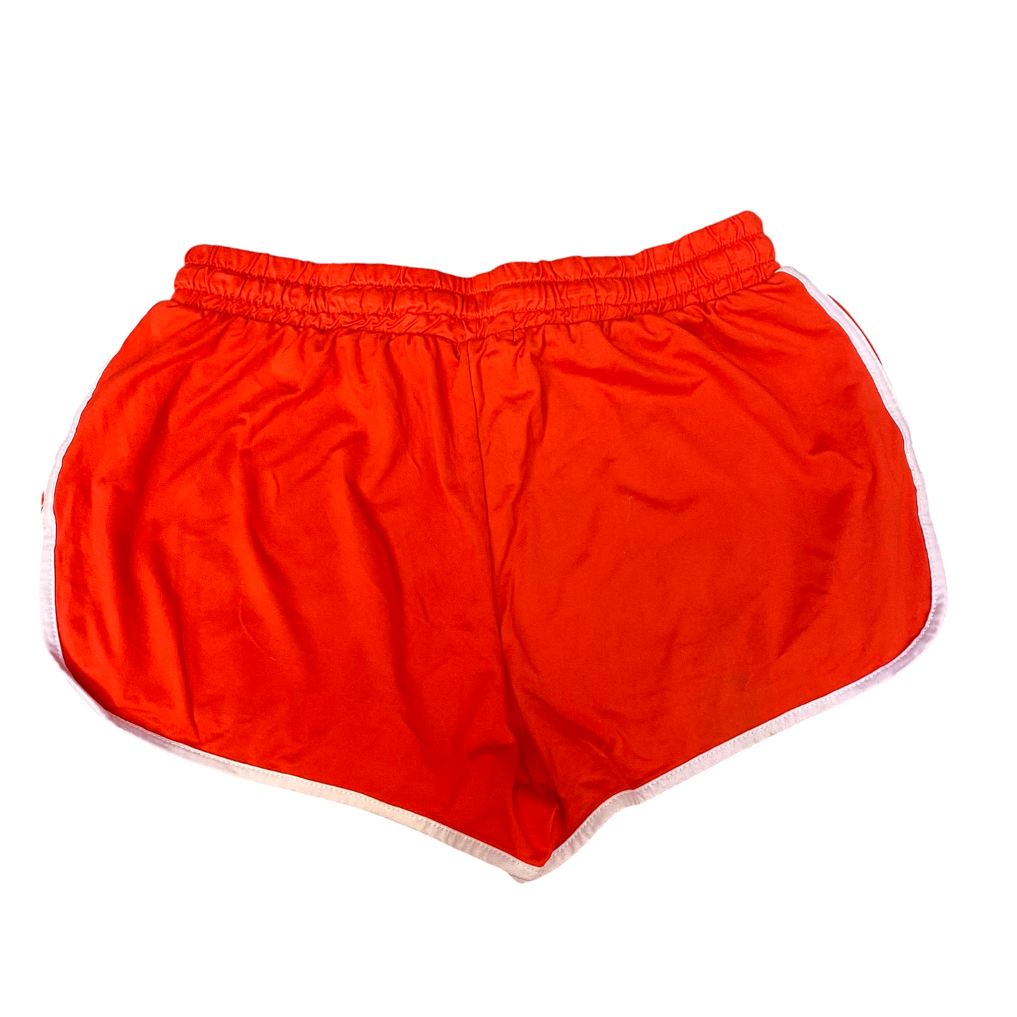 Running Sprinter Shorts Womens L Orange Athletic Fit Gym Training Dolphin Hem