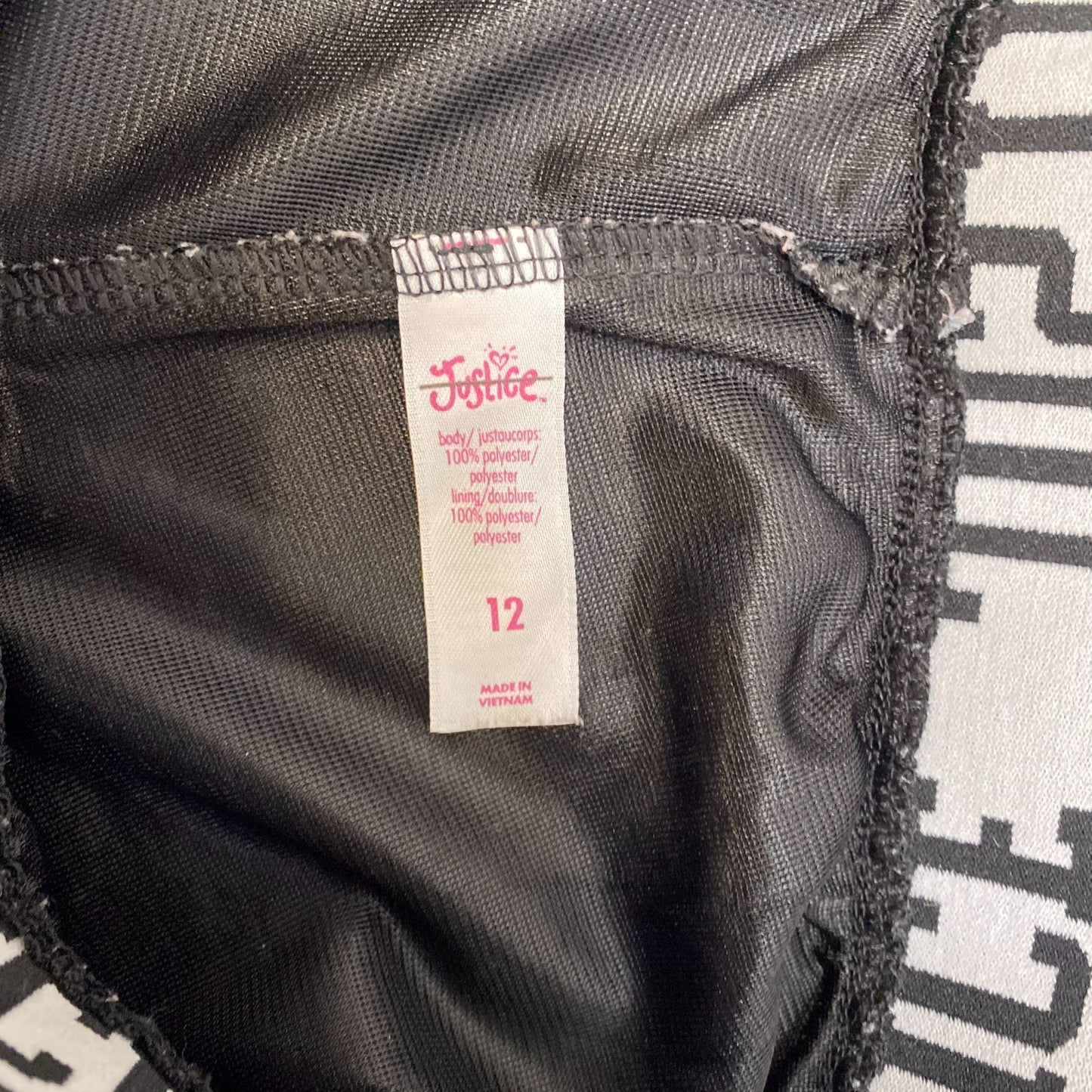 Justice Running Sprinter Shorts Womens 12W Black Mesh Elastic Waist Dolphin Hem