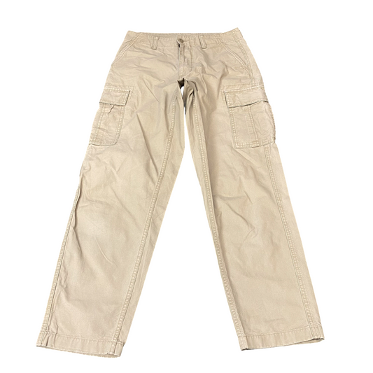 Uniqlo Pants Men 30W 28.5L Beige Parachute Cargo Utility Straight Hiking Outdoor