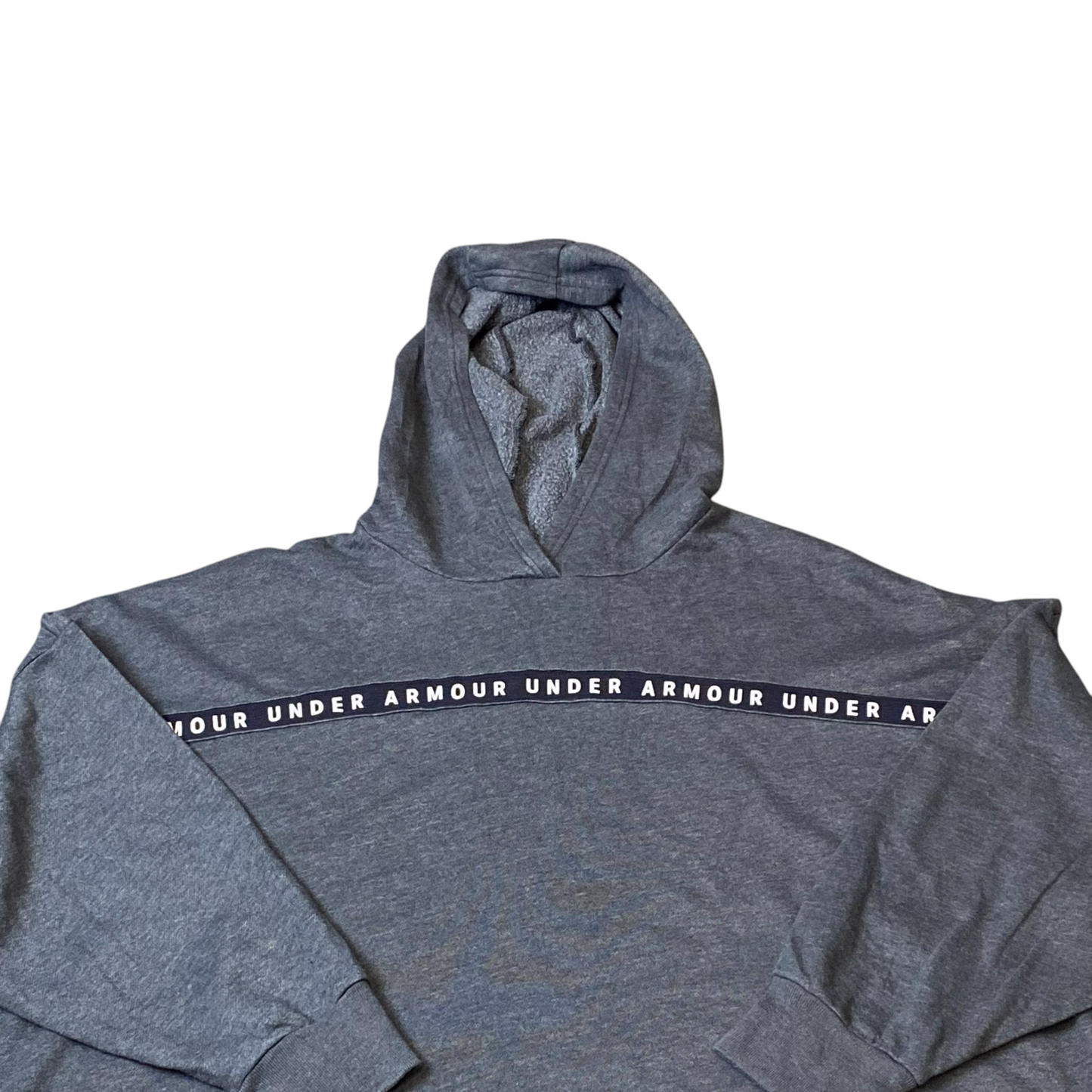 Under Armour Hoodie Womens XL Grey Activewear Logo Taped Crop Pullover Overhead