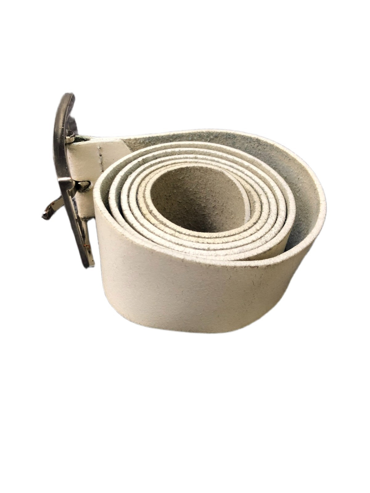 Esprit Waist Belt Womens White Leather Stainless Steel Silver Buckle 43 inches