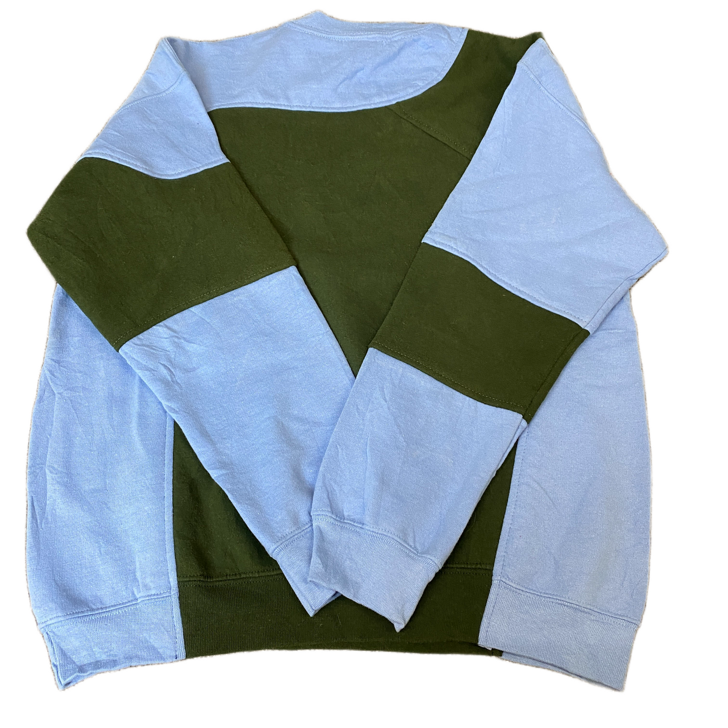 Nike Reworked Sweatshirt Mens L Blue Green Embroidered Spellout Logo Vintage Y2K