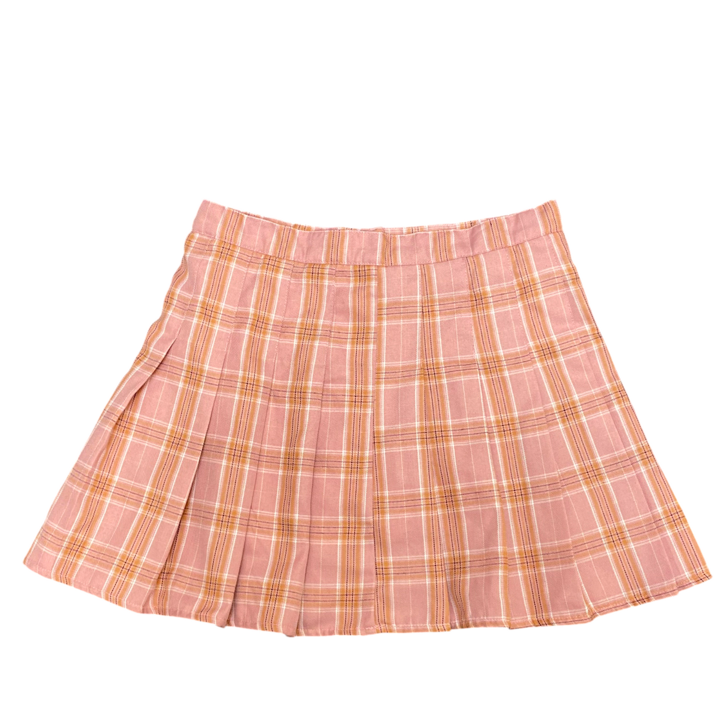 A-Line Mini Skirt Womens L Pink Plaid Pleated Lined School Preppy Outdoor