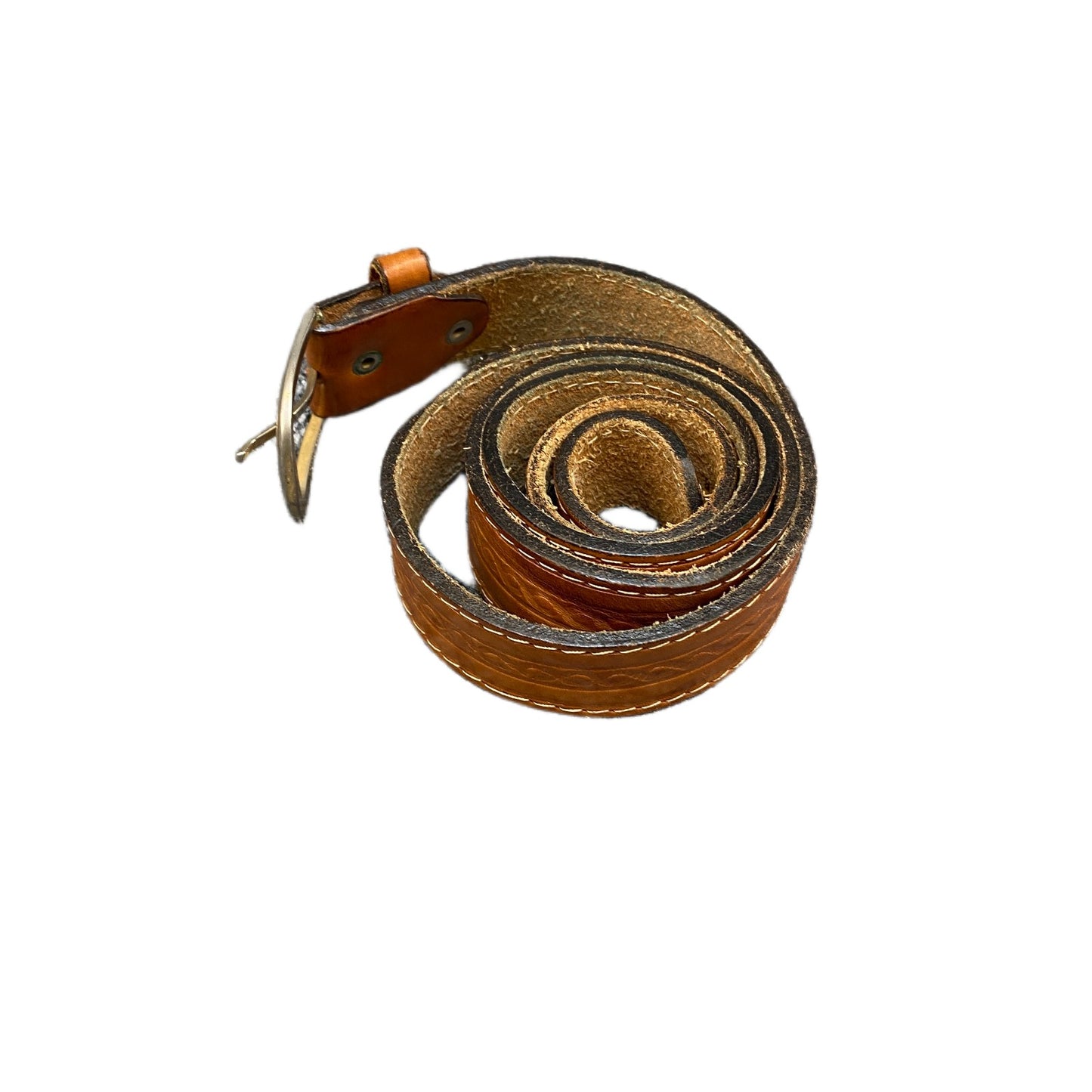 Western Belt Mens Brown Leather Adjustable Classic Silver Pin Buckle 39.5 Inches