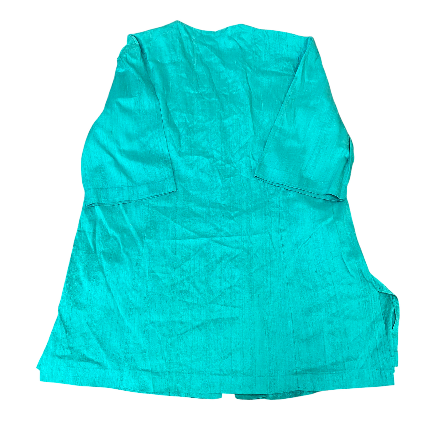 Shift Dress Womens L Blue Long Sleeve V-Neck Button Front Slit Casual Outdoor